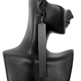 Hematite Long Frost Rectangle Stick Earrings