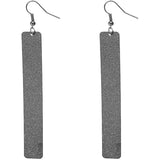 Hematite Long Frost Rectangle Stick Earrings