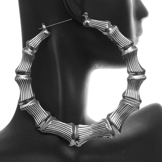 Gray Big Bamboo Earrings