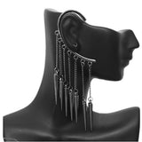 Hematite 1 Piece Spiked Drop Chain Dangle Earring