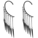 Hematite 1 Piece Spiked Drop Chain Dangle Earring