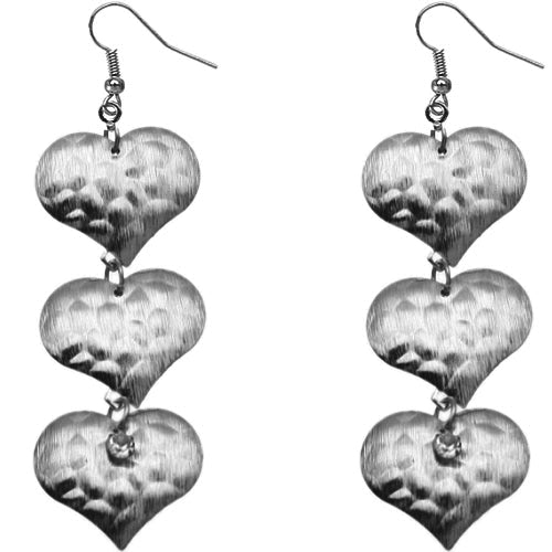 pewter color earrings hearts