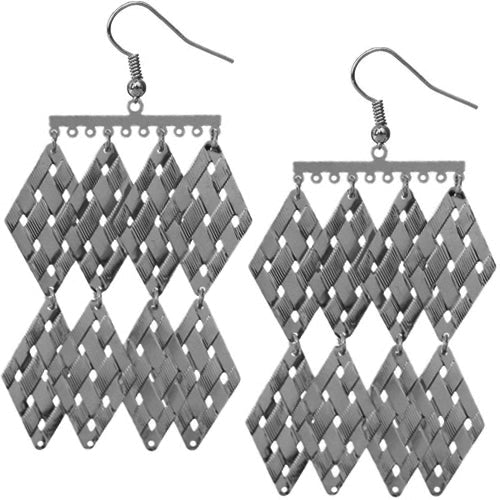 Hematite Woven Design Metal Earrings