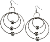Hematite Beaded Triple Hoop Earrings
