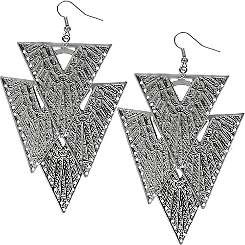 Hematite Inverted Upside Down Hammered Earrings