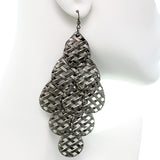 Hematite Woven Teardrop Dangle Earrings