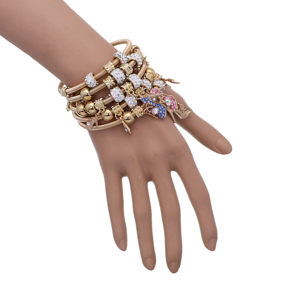 Blue Fireball High Heel Shoe Charm Stretch Bracelet