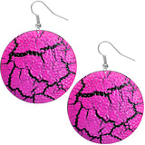 Hot Pink Large Cracked Disc Earrings