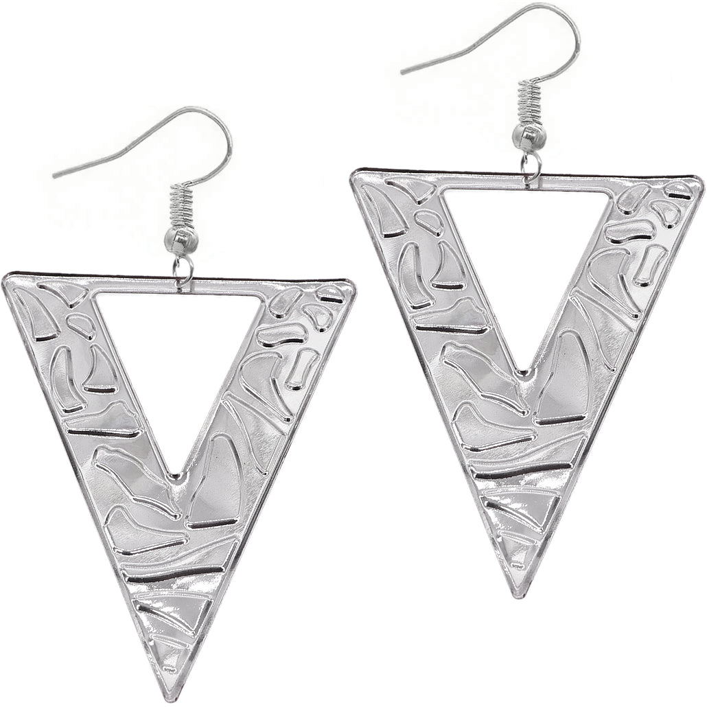 Blue Inverted Triangle Geometric Earrings