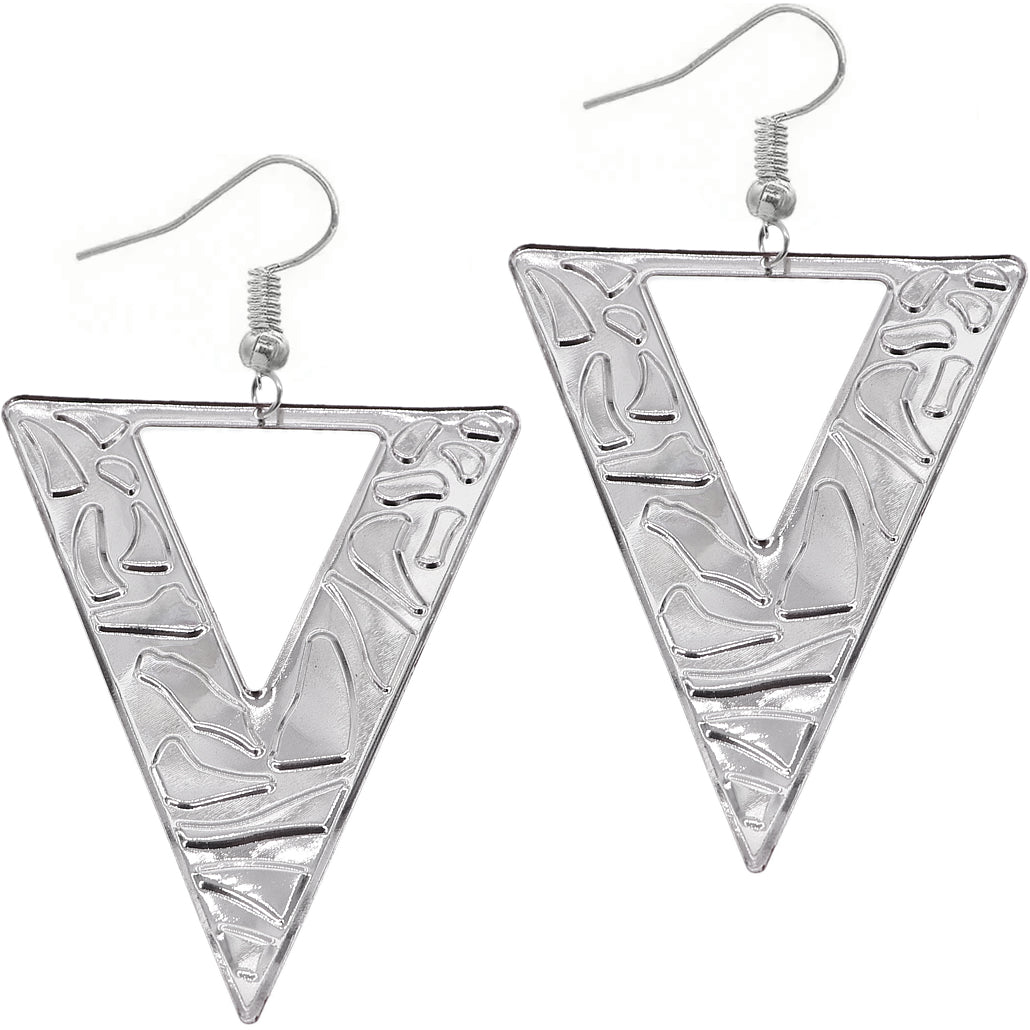 Red Inverted Triangle Geometric Earrings
