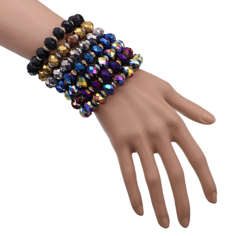 Multicolor Briolette Rhinestone Bead Stretch Bracelet