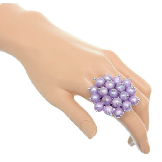 Light Purple Beaded Iridescent Adjustable Ring