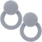 Pale Blue Round Button Hoop Earrings