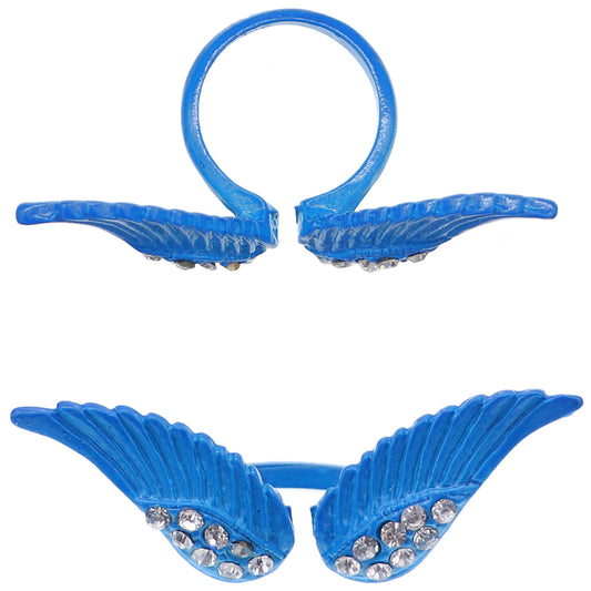 Blue Double Angel Wing Cuff Ring