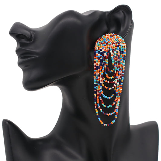 Multicolor Long Seed Bead Earrings