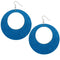 Blue Big Wooden Glitter Hoop Earrings