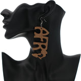 Brown Africa Letter Earrings