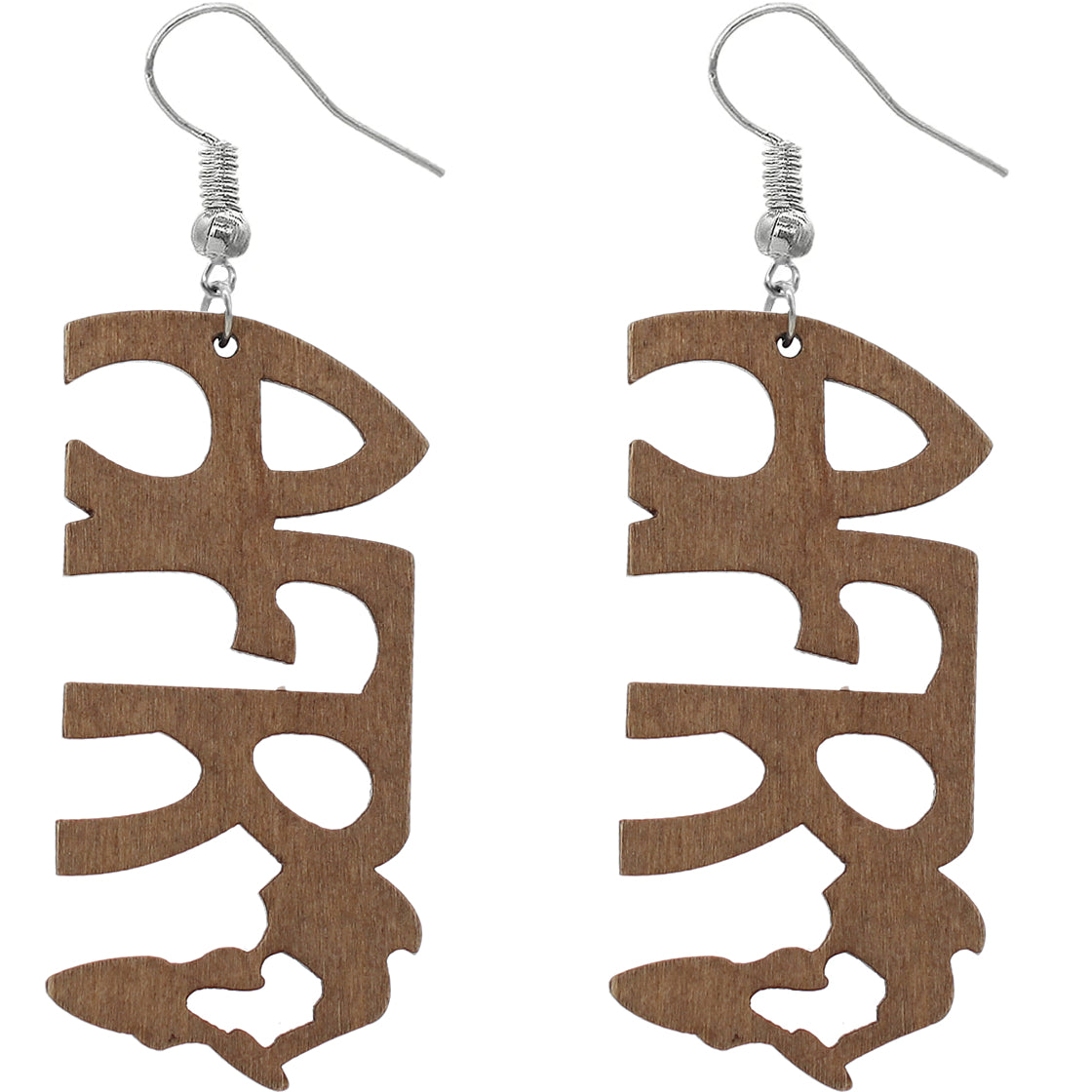 Brown Africa Letter Earrings
