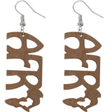 Brown Africa Letter Earrings