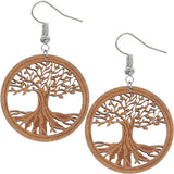Light Brown Cutout Tree Of Life Wooden Earrings