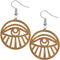 Brown Evil Eye Large Wooden Earrings