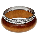 Brown Wooden Stacked Bangle Bracelets