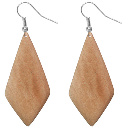 Light Brown Wooden Diamond Shaped Earrings