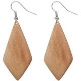 Light Brown Wooden Diamond Shaped Earrings