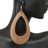 Light Brown Wooden Cutout Teardrop Earrings