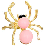 Light Pink Beaded Spider Adjustable Ring