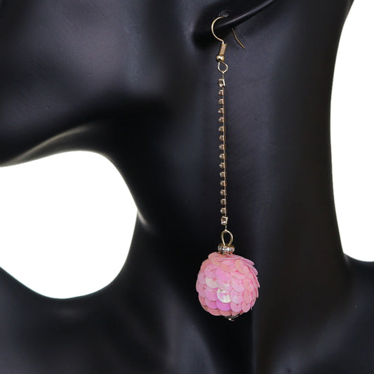 Pink Iridescent Confetti Ball Chain Earrings