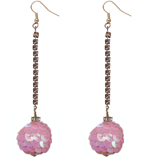 Pink Iridescent Confetti Ball Chain Earrings