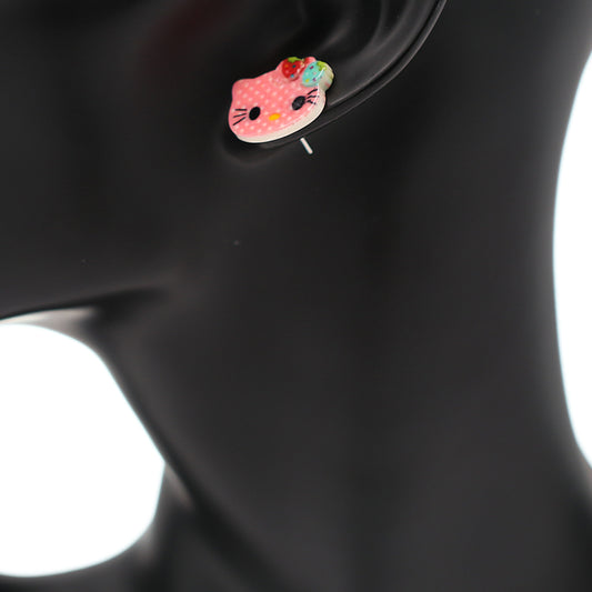 Light Pink Hello Kitty Polka Dot Post Earrings