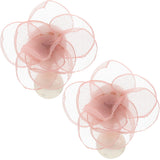 Light Pink Tulle Faux Pearl Stud Earrings