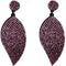 Light Pink Leaf Shape Pave Stone Felt Earrings