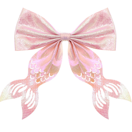 Light Pink Mermaid Tail Hair Bow Barrette