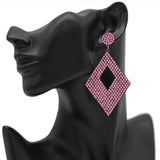 Light Pink Rhinestone Rhombus Felt Earrings