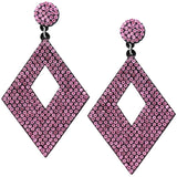 Light Pink Rhinestone Rhombus Felt Earrings