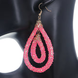 Light Pink Sequin Confetti Double Teardrop Hoop Earrings