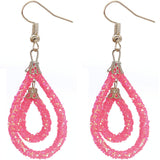 Light Pink Sequin Confetti Double Teardrop Hoop Earrings
