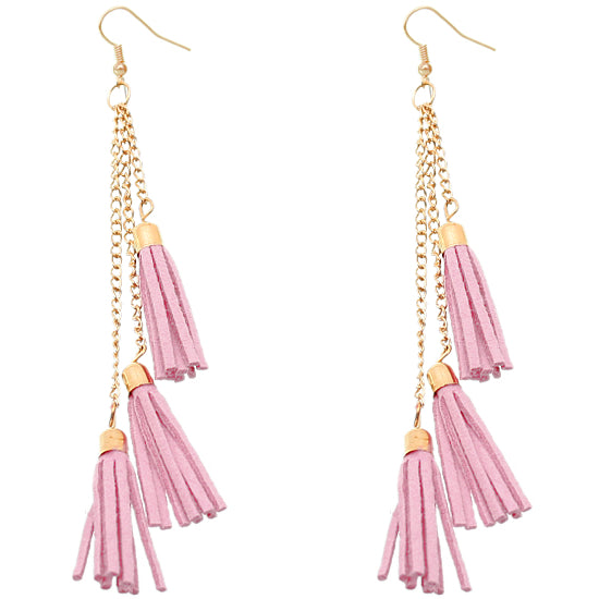 Light Pink Tassel Earrings