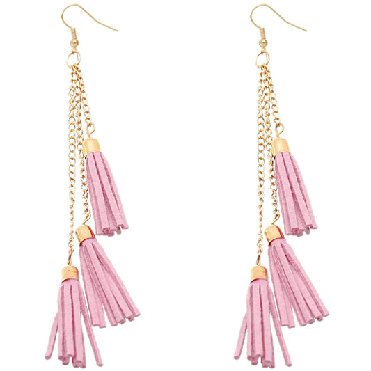 Light Pink Tassel Earrings