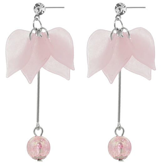 Light Pink Tulip Petal Dangle Earrings