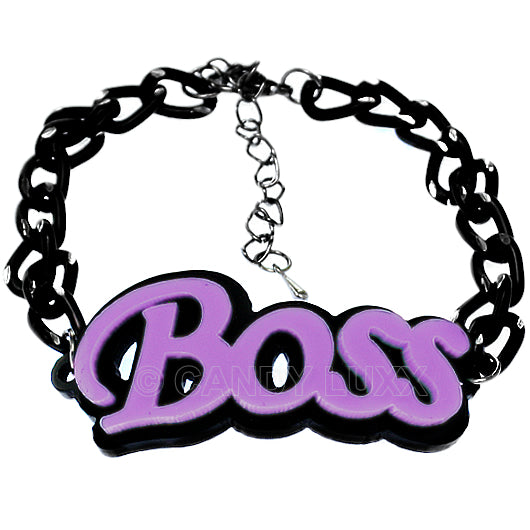 Light Purple Boss Letter Link Chain Bracelet