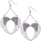 Light Purple Gemstone Double Wing Heart Earrings