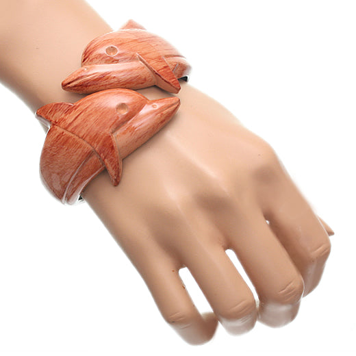 Brown Dolphin Textured Hinged Bracelet