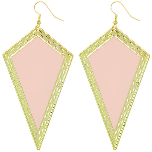 Light Pink Inverted Triangular Geometric Earrings