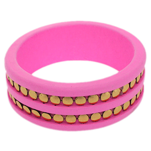 Pink Wooden Stud Bangle Bracelet