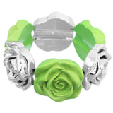 Green Floral Stretch Bracelet