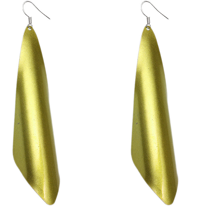 Lime Green Long Arch Metal Earrings
